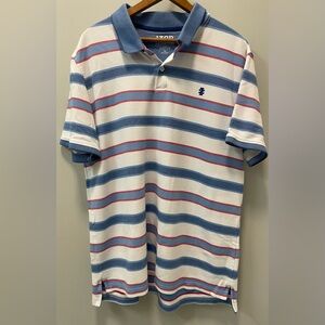 IZOD Advantage Performance polo, red white and blue stripe, size XL